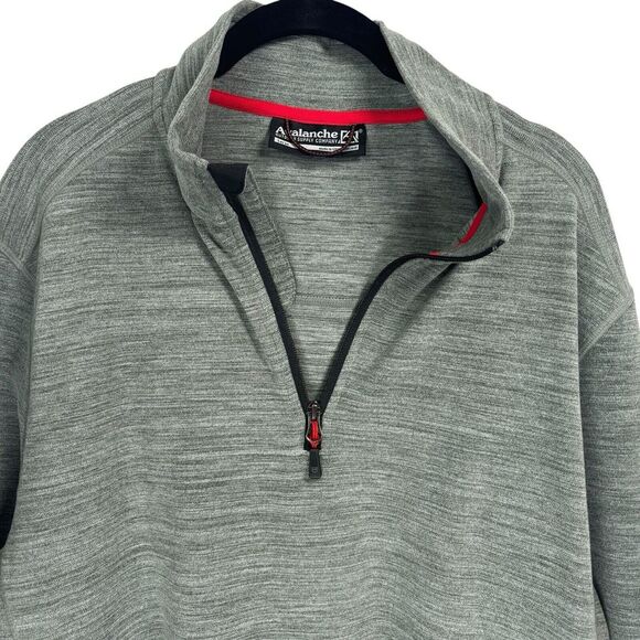 Avalanche Fleece Sweatshirt Mens Large Gray 1/4 Zip Marled Hiking Outdoor - Picture 3 of 8